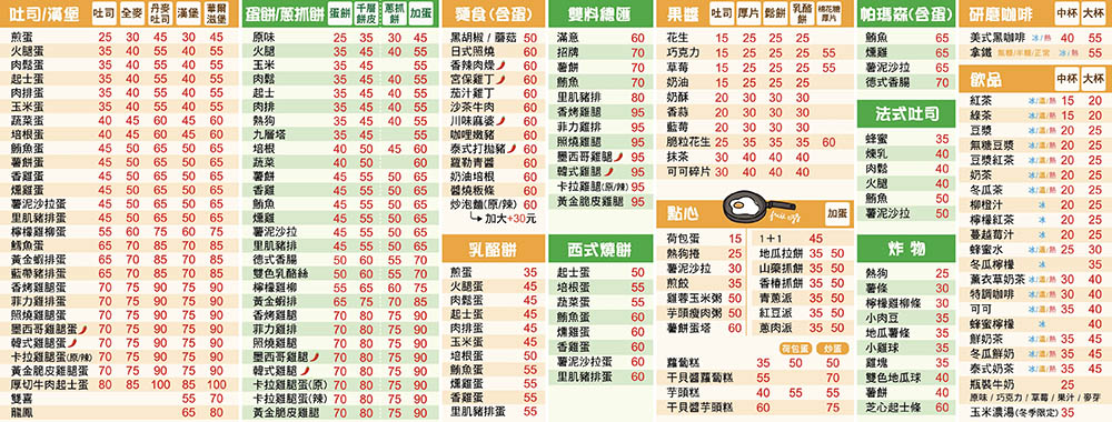 早餐店菜單設計